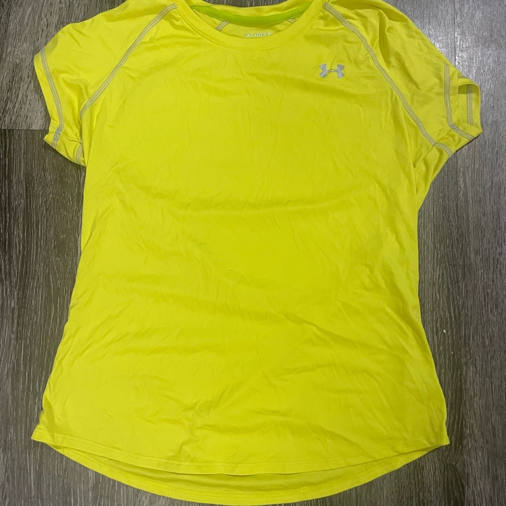 Heat gear neon yellow shirt, size LG
